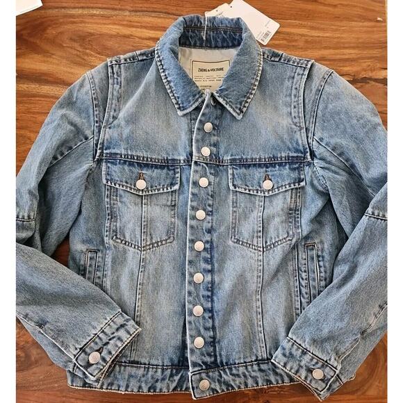 Zadig & Voltaire Kioky Killer Eco Denim Jacket Jean $498, Sz M, NWT Missing Snap - Picture 1 of 7